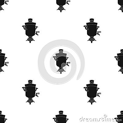 Samovar icon in black style isolated on white background. Russian country pattern stock vector illustration. Vector Illustration