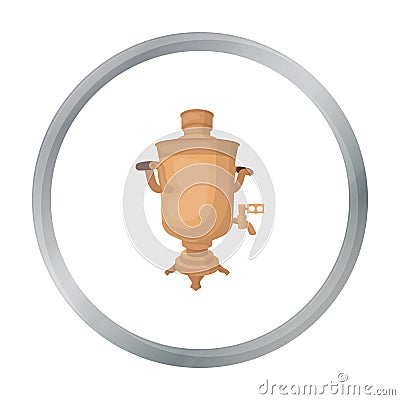 Samovar icon in cartoon style isolated on white background. Russian country symbol Vector Illustration