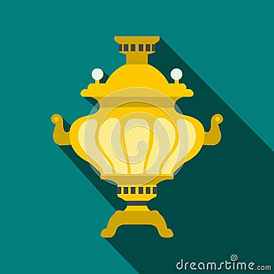 Samovar icon, flat style Vector Illustration