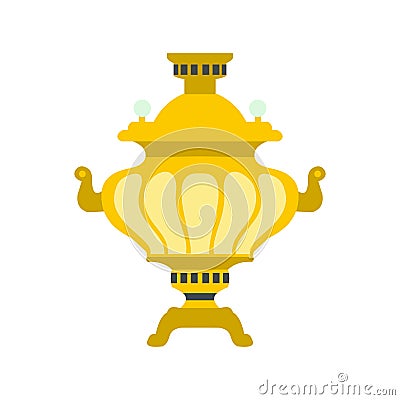 Samovar icon, flat style Vector Illustration