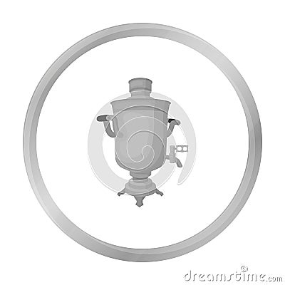 Samovar icon in monochrome style isolated on white. Russian country symbol. Vector Illustration