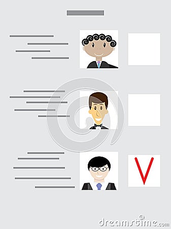 Sample ballot for voting with choice of candidates Vector Illustration