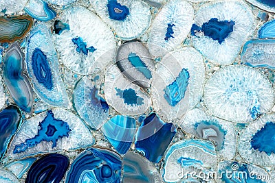 Sample of blue mosaic made of pieces of natural agate collected in manual handing. Material for unique interior Stock Photo