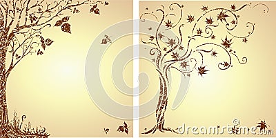 Sample of design with decorative tree Vector Illustration