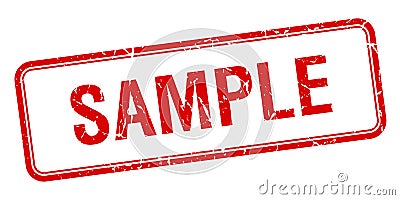 Sample red square grungy vintage stamp Vector Illustration