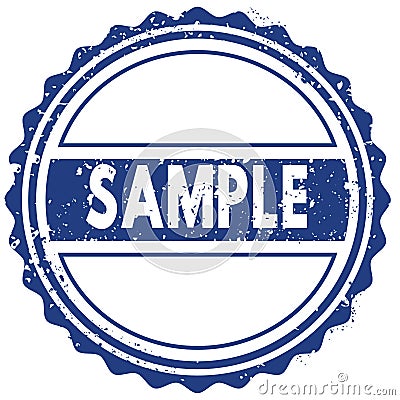 SAMPLE stamp. sticker. seal. blue round grunge vintage ribbon sign Cartoon Illustration