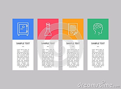 Sample Text and Logos Set on Vertical Rectangles Vector Illustration