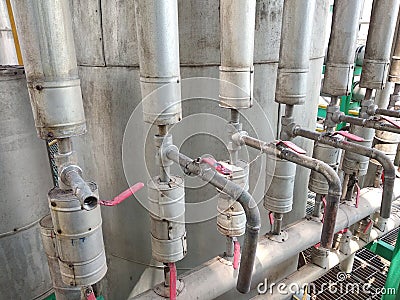sample valve of a distillation column Stock Photo