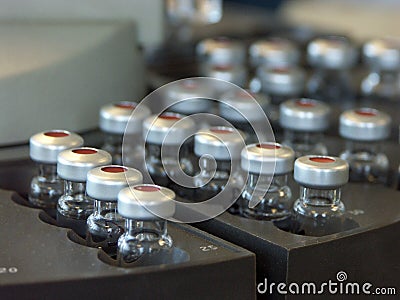 Sample vials for analysis Stock Photo