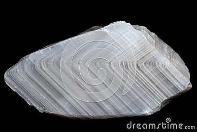 A sample of white striped zonal calcite Stock Photo