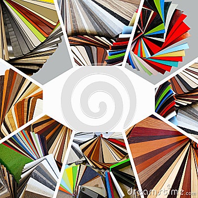 Samples of color of countertops and particleboard. Stock Photo