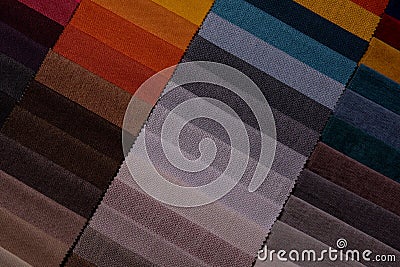 Samples of furniture fabrics.Multicolor fabric texture background Stock Photo