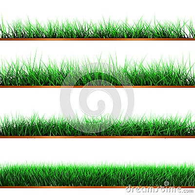 Samples of green color grass Cartoon Illustration