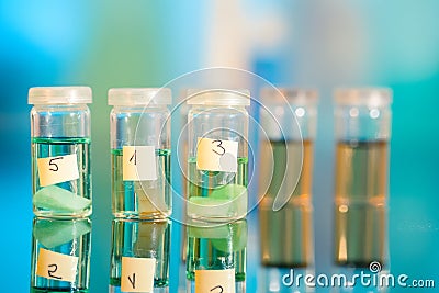 Samples in plastic vials Stock Photo