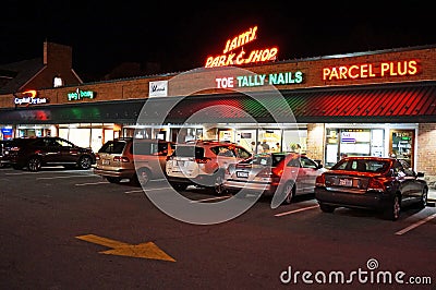 Sams Park & Shop at Night Editorial Stock Photo