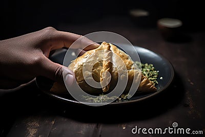 samsa eating its fill on a full stomach Stock Photo