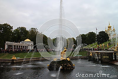 Samson fountain, Grand Peterhof Palace Editorial Stock Photo