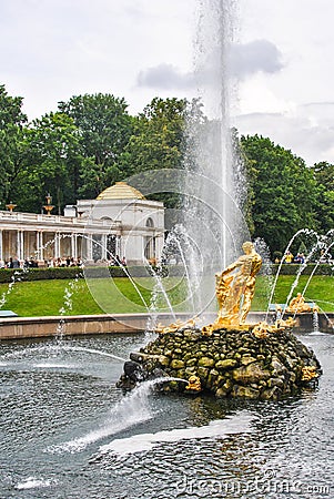 Samson Fountain in Peterhof, Russia Editorial Stock Photo