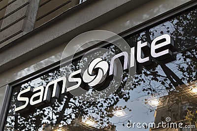 Samsonite logo on Samsonite store Editorial Stock Photo
