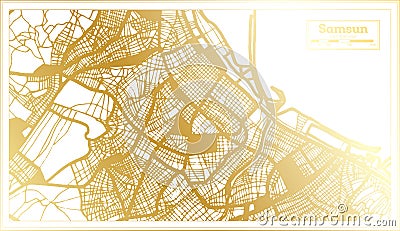 Samsun Turkey City Map in Retro Style in Golden Color. Outline Map Stock Photo