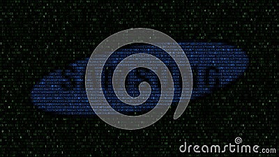 Samsung logo made of hexadecimal symbols on computer screen. Editorial 3D rendering Editorial Stock Photo