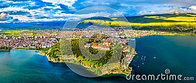 Samuels Fortress and Plaosnik at Ohrid in North Macedonia Stock Photo