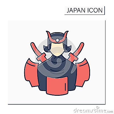 Samurai color icon Vector Illustration