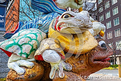 Samurai Frogs statue in Matsumoto, Japan Stock Photo