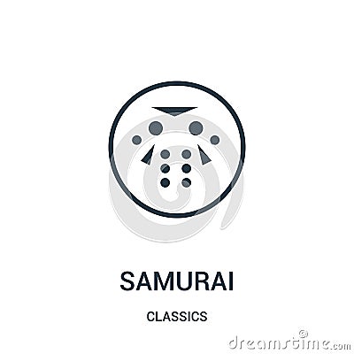 samurai icon vector from classics collection. Thin line samurai outline icon vector illustration. Linear symbol Vector Illustration