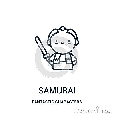 samurai icon vector from fantastic characters collection. Thin line samurai outline icon vector illustration Vector Illustration