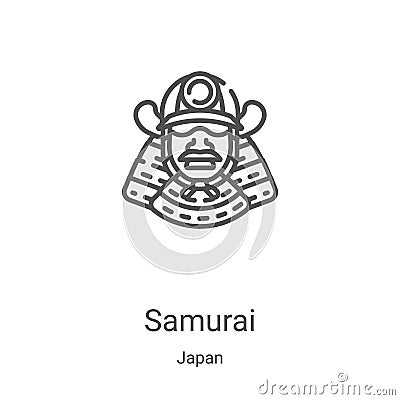 samurai icon vector from japan collection. Thin line samurai outline icon vector illustration. Linear symbol for use on web and Vector Illustration