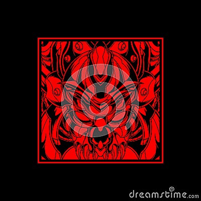 red samurai logo in square shape Vector Illustration