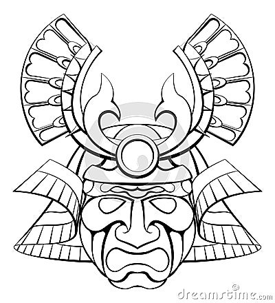 Samurai Mask Helmet Vector Illustration