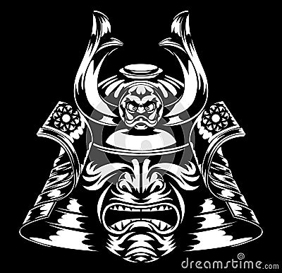 Samurai Mask and Helmet Vector Illustration