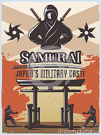 Samurai Military Poster Vector Illustration