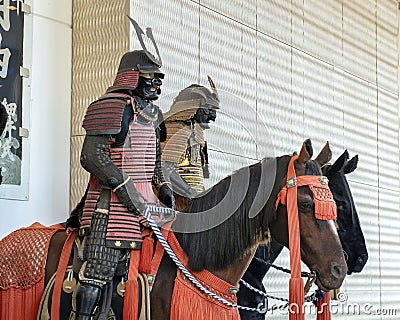 Samurai mounted warriors from The Ann & Gabriel Barbier-Mueller Museum, Dallas, Texas Editorial Stock Photo