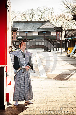 Samurai at Noboribetsu Date Jidaimura old Edo Historic Village H Editorial Stock Photo