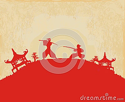 Samurai silhouette Vector Illustration