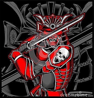 Samurai with katana Vector Illustration