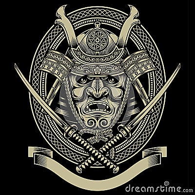 Samurai Warrior With Katana Sword Vector Illustration