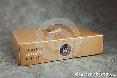 Samut Prakan, Thailand - July 29, 2023 : A box of NEWYORK PERFECT CHEESE the popular sweets in Japan Editorial Stock Photo