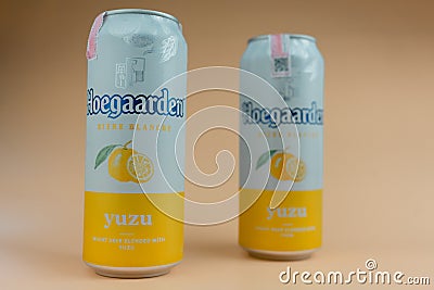 Samut Prakan, Thailand - November 5, 2022 : Wheat beer blended with yuzu. The drinkers that are currently popular in Thailand Editorial Stock Photo