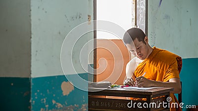 Samut Prakan, Thailand, October 13: unidentified monk Thailand t Editorial Stock Photo