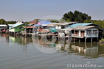 Samut Songkhram: Fishing Village Houses Editorial Stock Photo