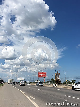 Samut Songkhram, Thailand. - july 17, 2016 : road with many cars Editorial Stock Photo