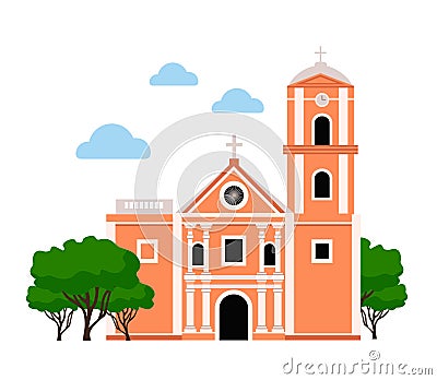 San Agustin Church. Vector Illustration