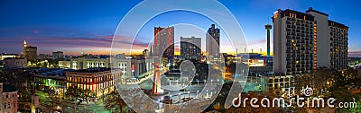 San Antonio city skyline at twilight, Texas, USA Editorial Stock Photo