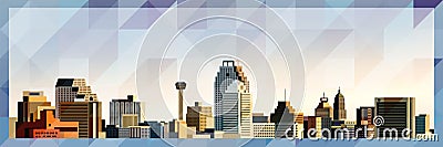 San Antonio skyline vector colorful poster on beautiful triangular texture background Vector Illustration