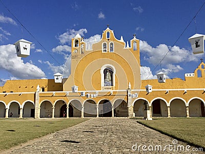 Izamal, Mexico-January 6, 2019: San Antonio Convent Editorial Stock Photo