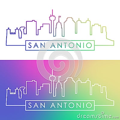 San Antonio skyline. Colorful linear style. Vector Illustration